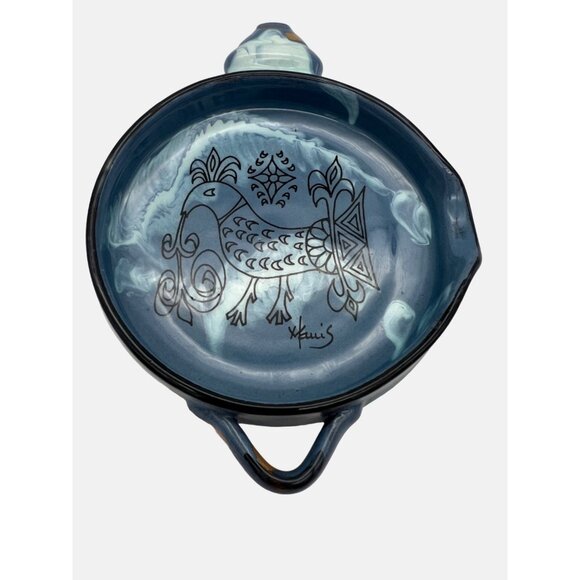 Handcrafted Italian Ceramic Ashtray With Mythical Bird Design By Ceramiche Manis - Picture 1 of 6